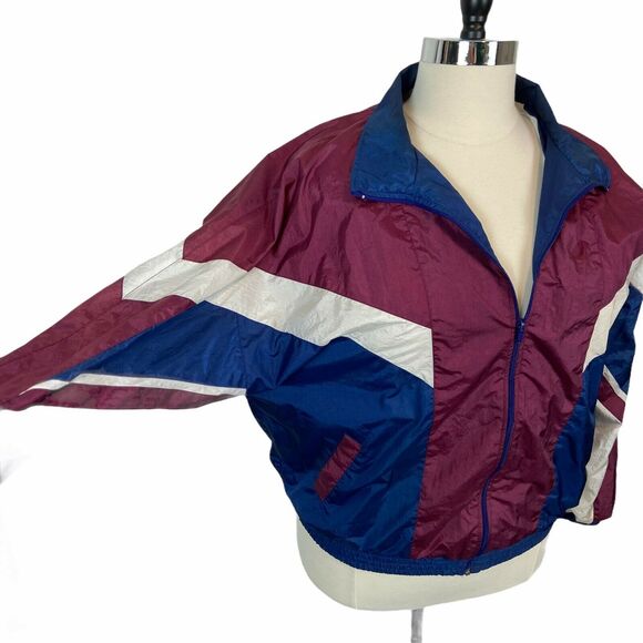 Authentic Industries Vintage Women's Blue Creamy White Maroon Track Jacket 1X-2X - Picture 3 of 16